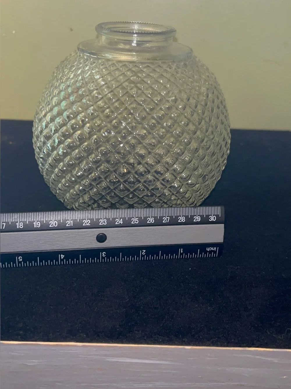 Pressed Glass Sphere Diamond Pattern Lamp/Burricane Lamp Shade Vintage